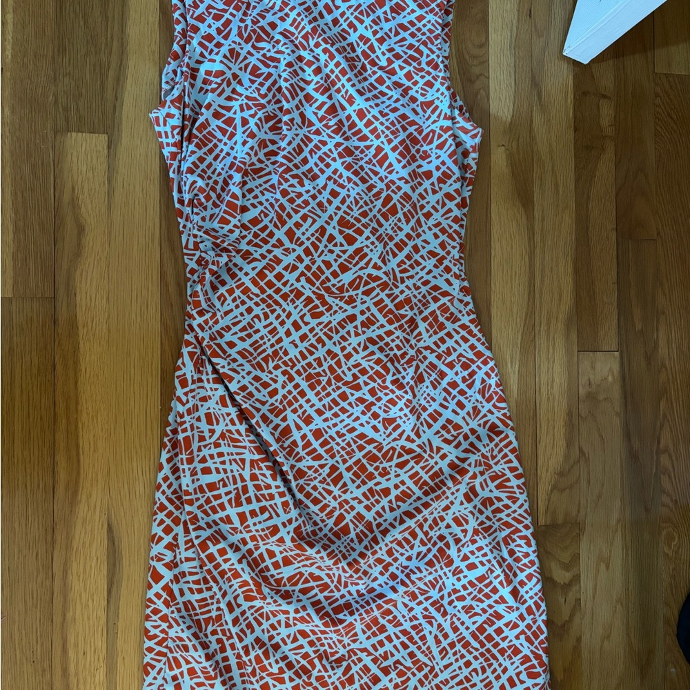 Stylish Red and light Blue Patterned Dress